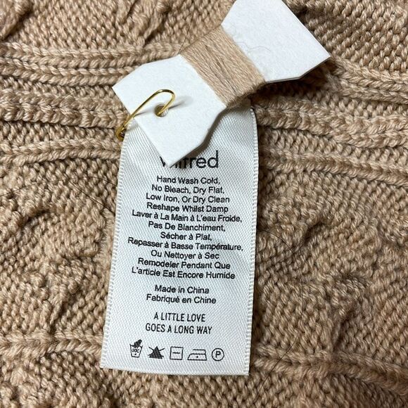 Aritzia Wilfred 100% Merino Wool Longline Fisherman Knit Open Tan Cardigan XS - Picture 6 of 9